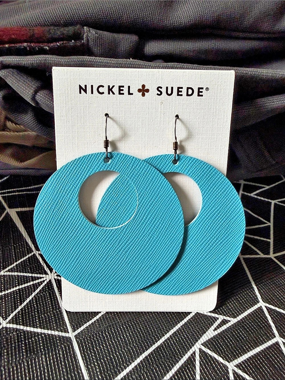 Nickel & Suede Capri Nova Leather Earrings - M Blue